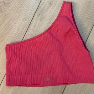 Set Active Pink One-Shoulder Ribbed Top